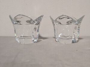 Set of 2 DePlomb Crystal Tulip Votive Candle Holders